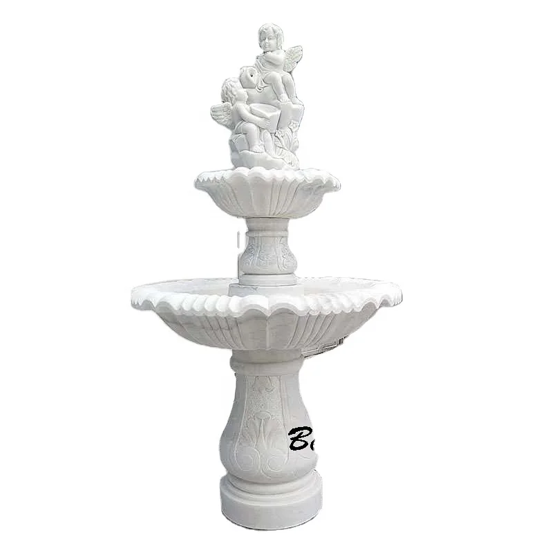 Customized outdoor garden hand carved Stone female white marble water fountain