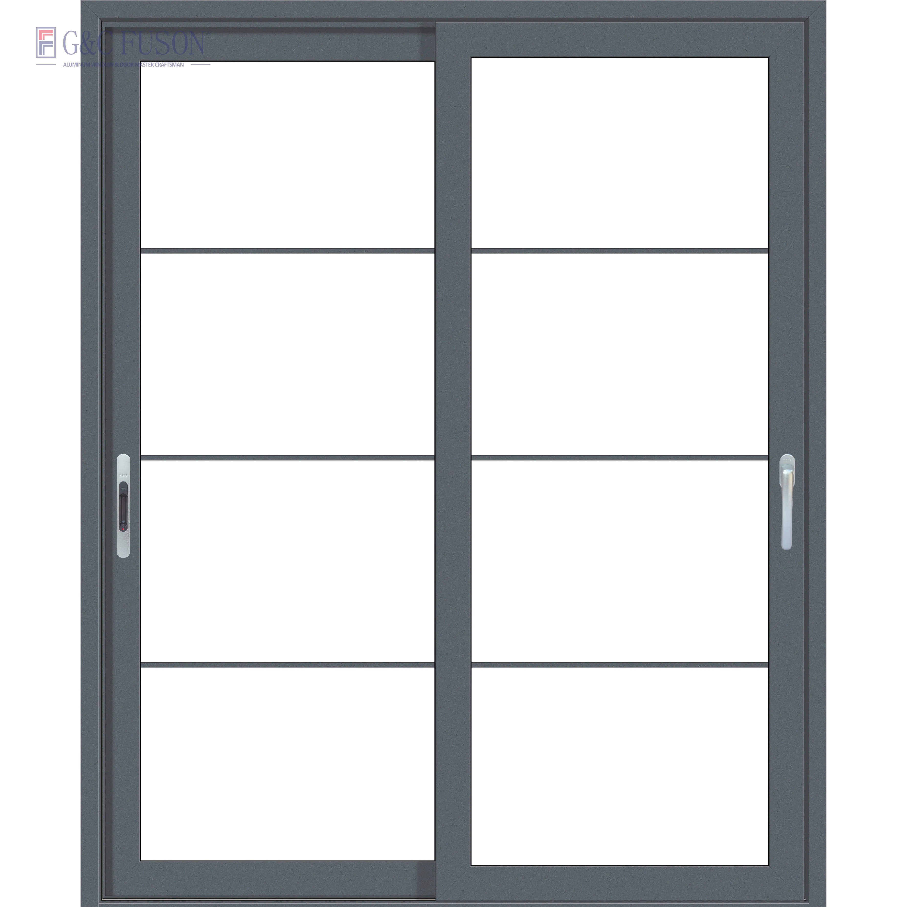 Tempered Glass Sliding Doors Sliding Shop Door Alloy Aluminum Tempered Lowe Glazed Aluminium Sliding Doors With Grilles