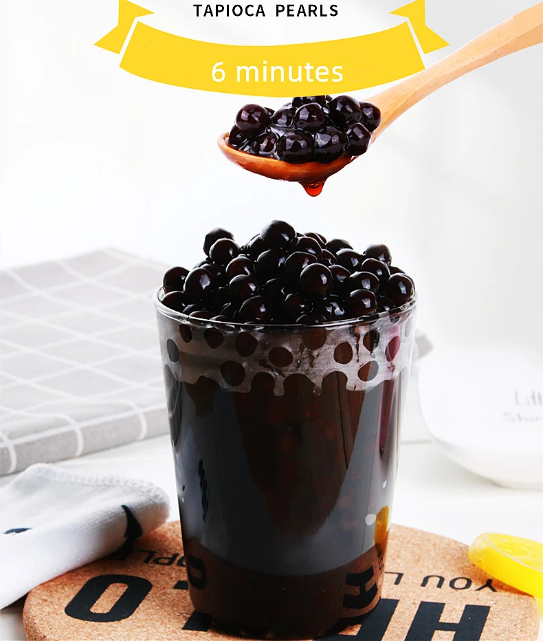 Taiwan Bubble Tea Supplier Top Selling Instant Brown Sugar Boba Black Tapioca Pearls