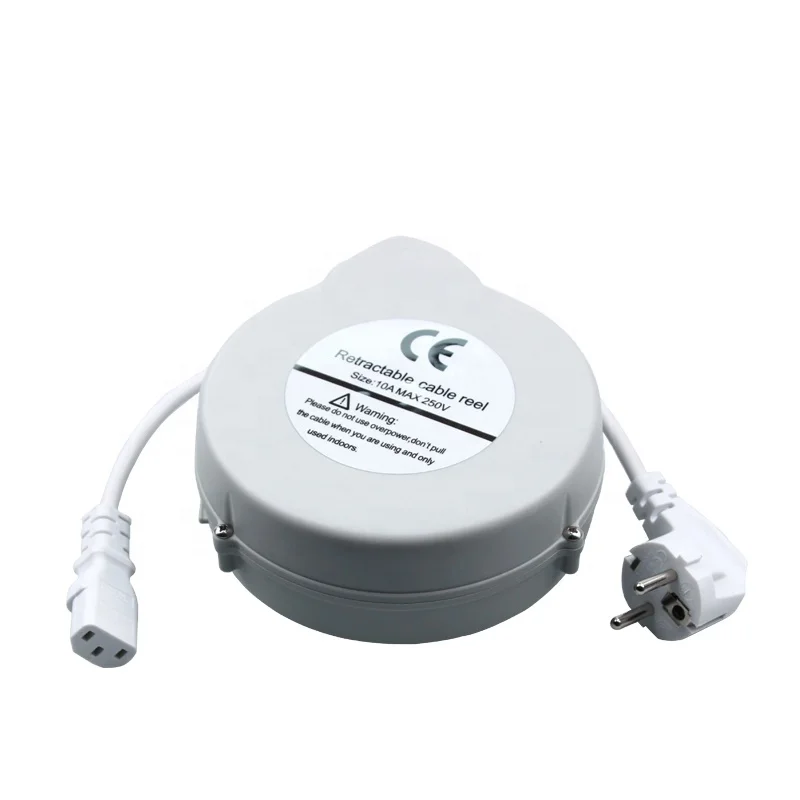 European standard plug 3G*1.0mm2 power IEC C13 retractable grey cable reel manufacturers