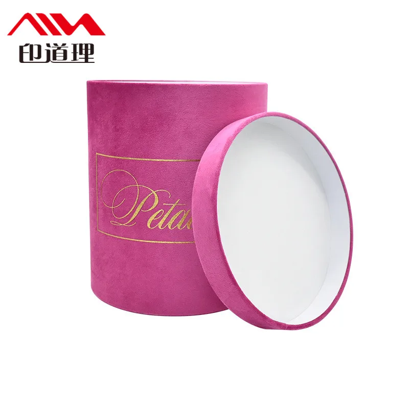 2023 New Hug Bucket Small Pure White Pink Cardboard Round Cylinder Flower Box For Bouquet Packaging