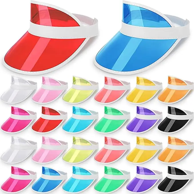 Wholesale Summer Transparent UV Orange Sun Visor Hat with Different Colour Outdoor Cap