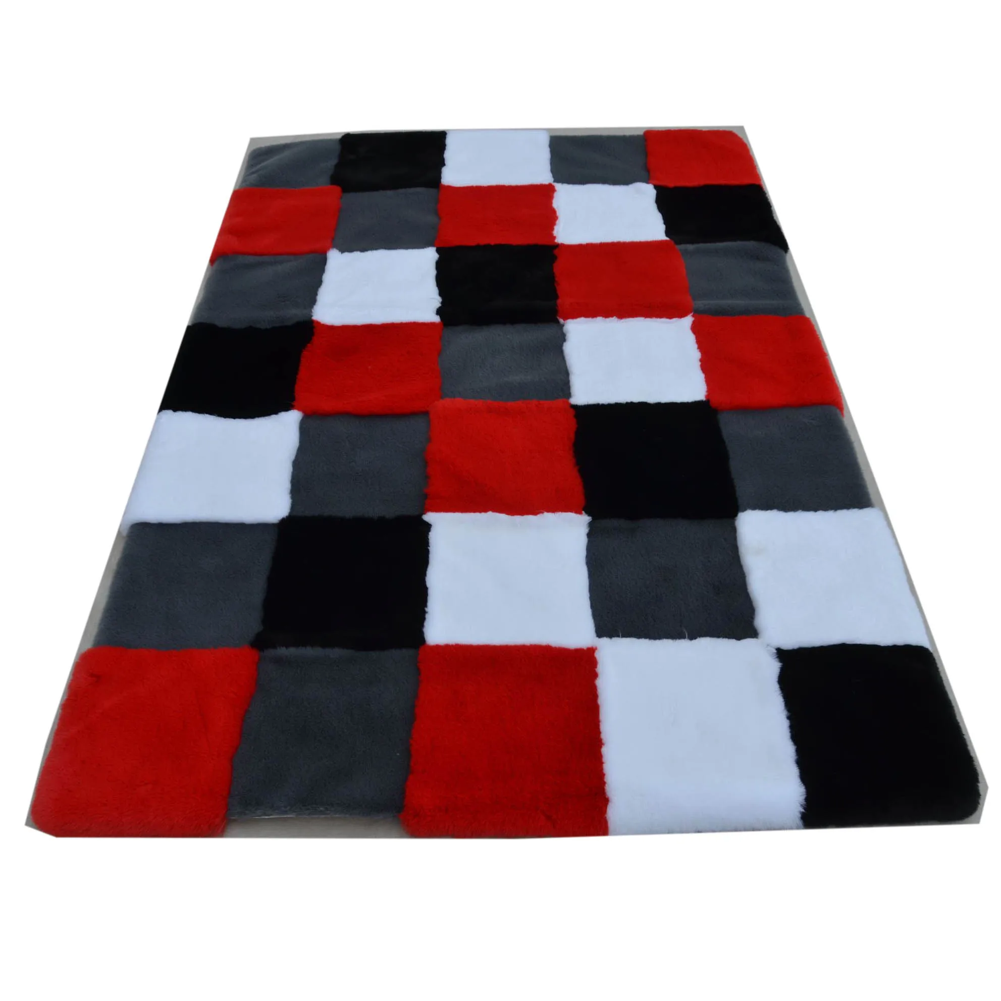 Faux Rabbit Fur Carpet For Bedroom Fluffy Floor Mat Patchwork Rug Living Room