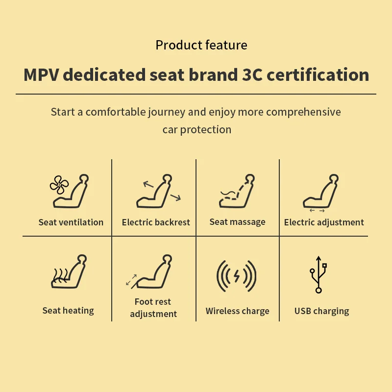 Commercial Electric Air Massage Car Seat Luxury Car Seat  For Caravelle Multivan Sienna Alphard Vellfire Carnival Tourneo Custom