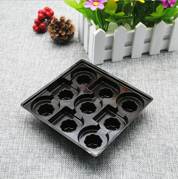 plastic clear PET inner tray 9ps blister chocolate packaging