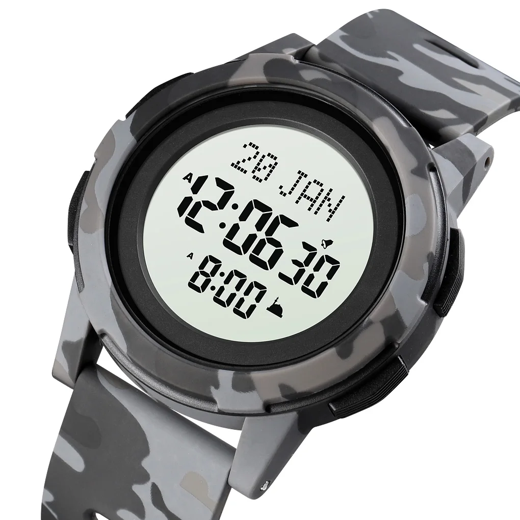 SKMEI Pray Watch 1730 Muslim Islamic Qibla Direction Azan Pray Digital Watch Sport Running 5ATM Waterproof Wristwatches