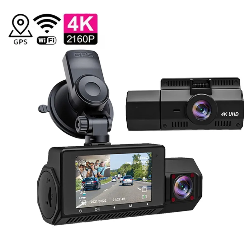 2.45 inch IPS car dvr 4k 2 channel Smart mini dash cam 4k with WiFi and GPS dashcam 4k front and inside dual dash cam