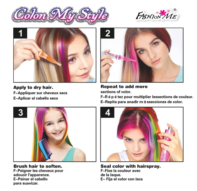 Custom Diy Educational Kids Toys Children Hair Chalk Set With Stencil Girl Make Up Toys Arts And Crafts For Girls