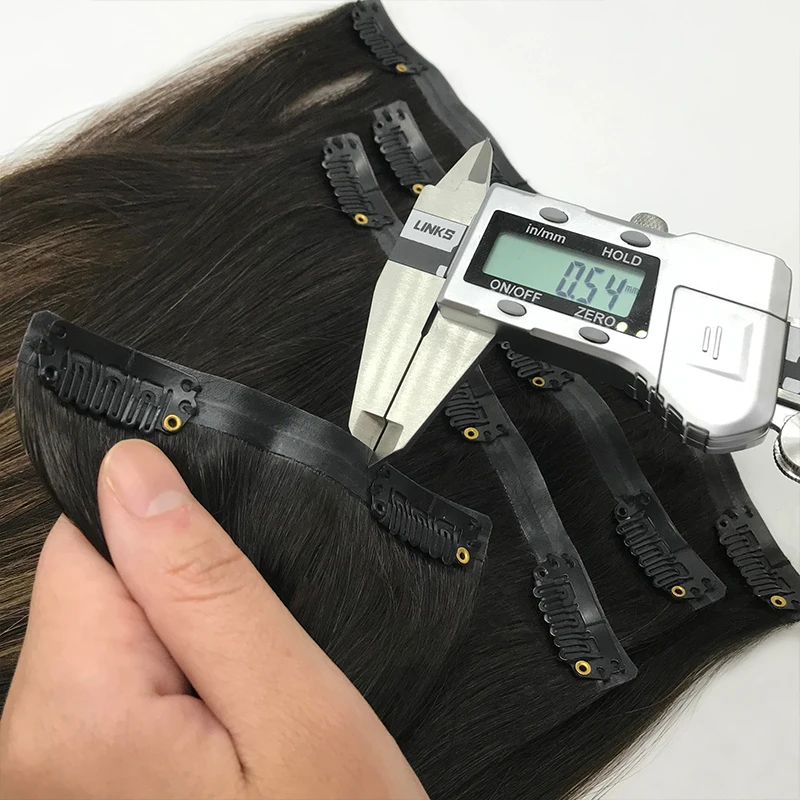 Salon Quality Double Drawn 100% Remy Seamless Clip-ins Human Hair Invisible Seamless Clip In Raw Hair Extension