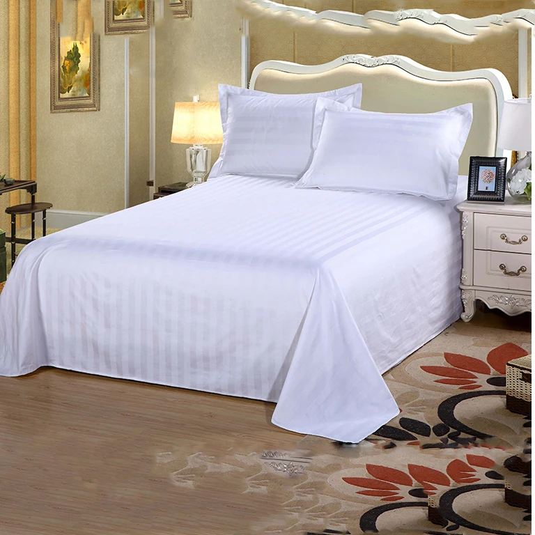 Hotel polycotton fabric satin striped 1cm 3cm fabric roll