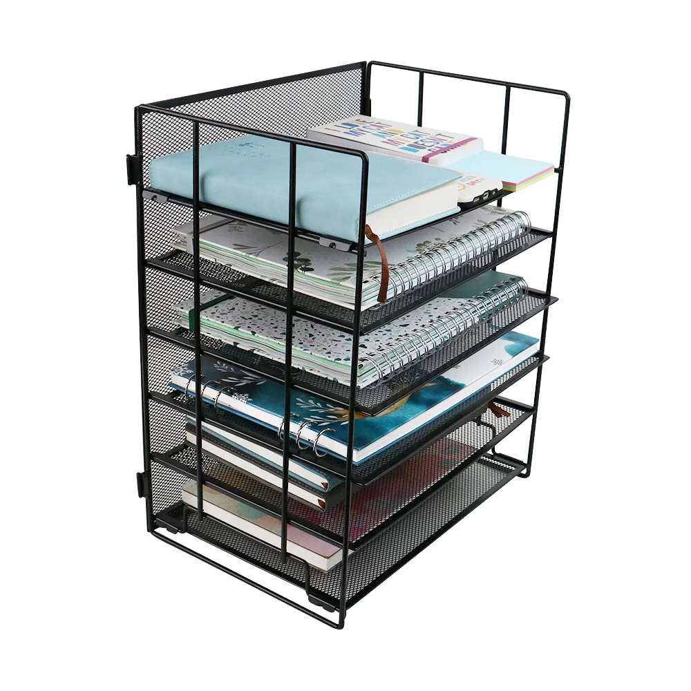 6 Tier Metal Mesh Desk File Organizer for Desktop File Document Letter Trays Organizer, No tools required for installation