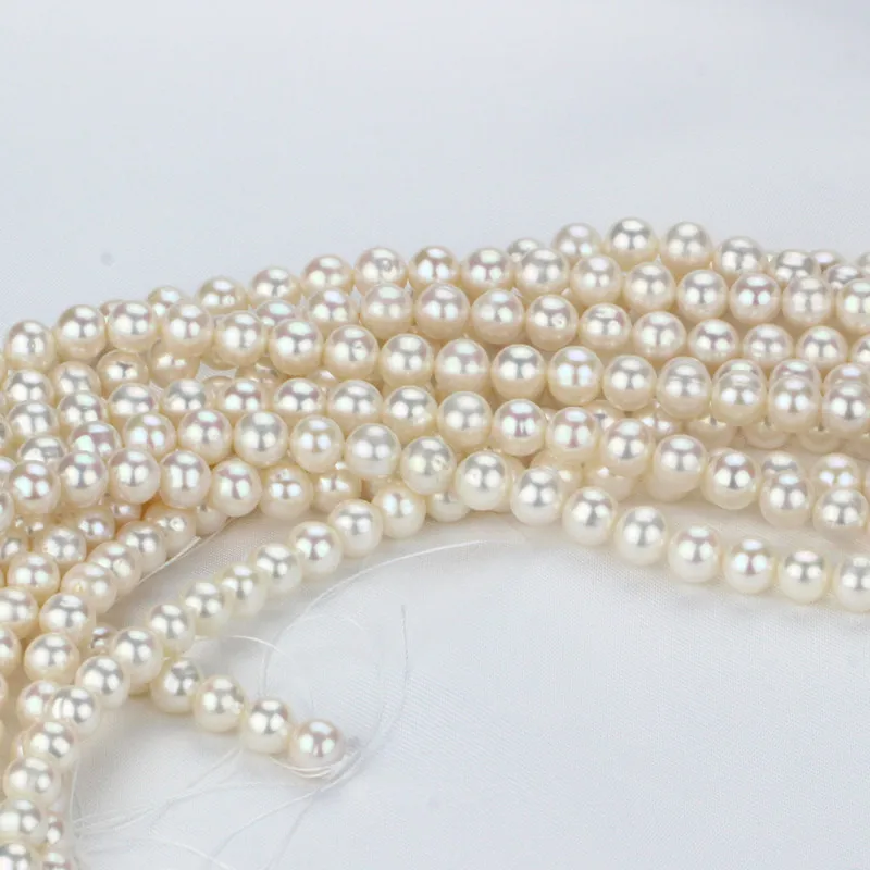 Натуральный пресноводный белый кремовый круглый жемчуг 7-8 мм AA оптом