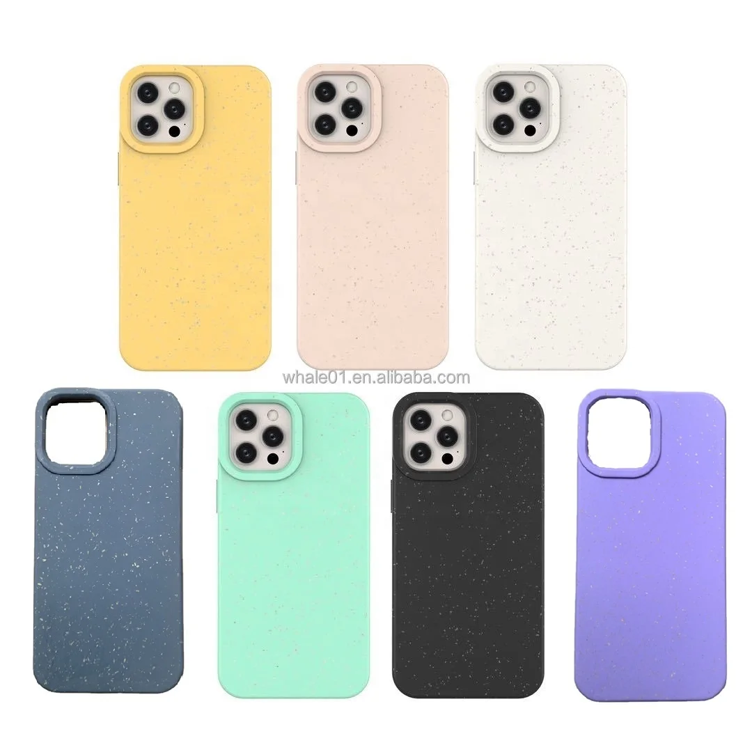 Newest 2021 new PBS PLA PBAT biodegradable environmental friendly eco friend  color compostable cell phone case for iphone 13