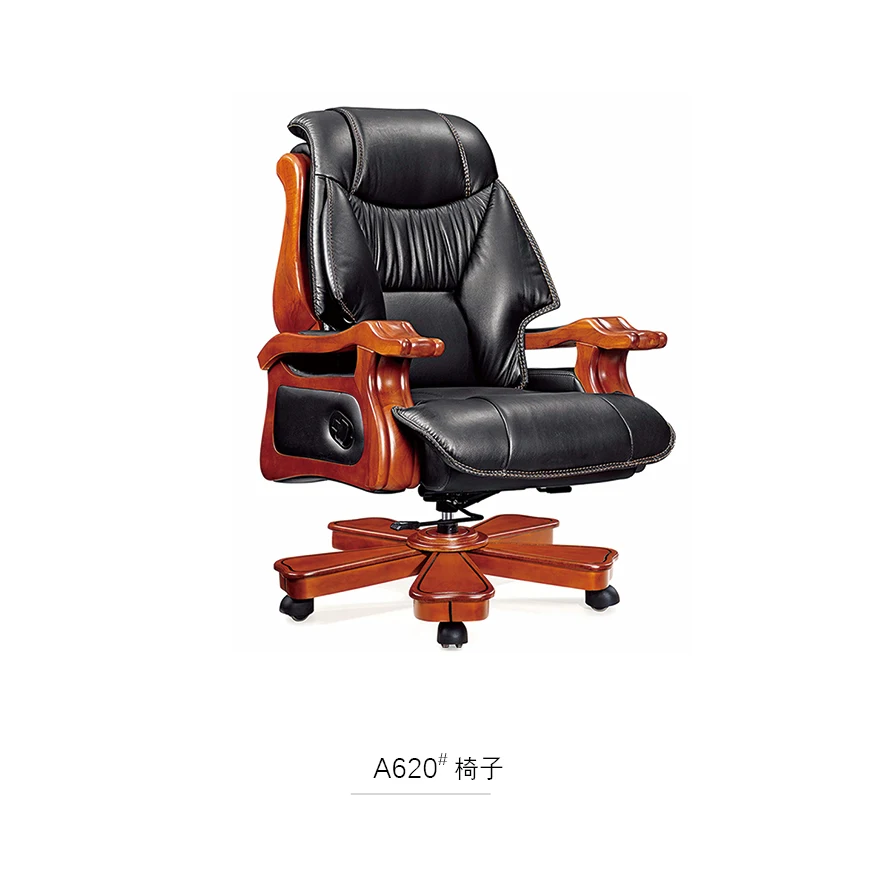 High Back 360 Degree Swivel Black Leather Boss Executive Office Chair With Castor Wheels