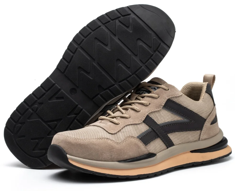 LIGHT BEARER Fashionable Lightweight Steel Toe Safety Sneakers for Men Women Breathable Mesh Rubber Insole Construction Work