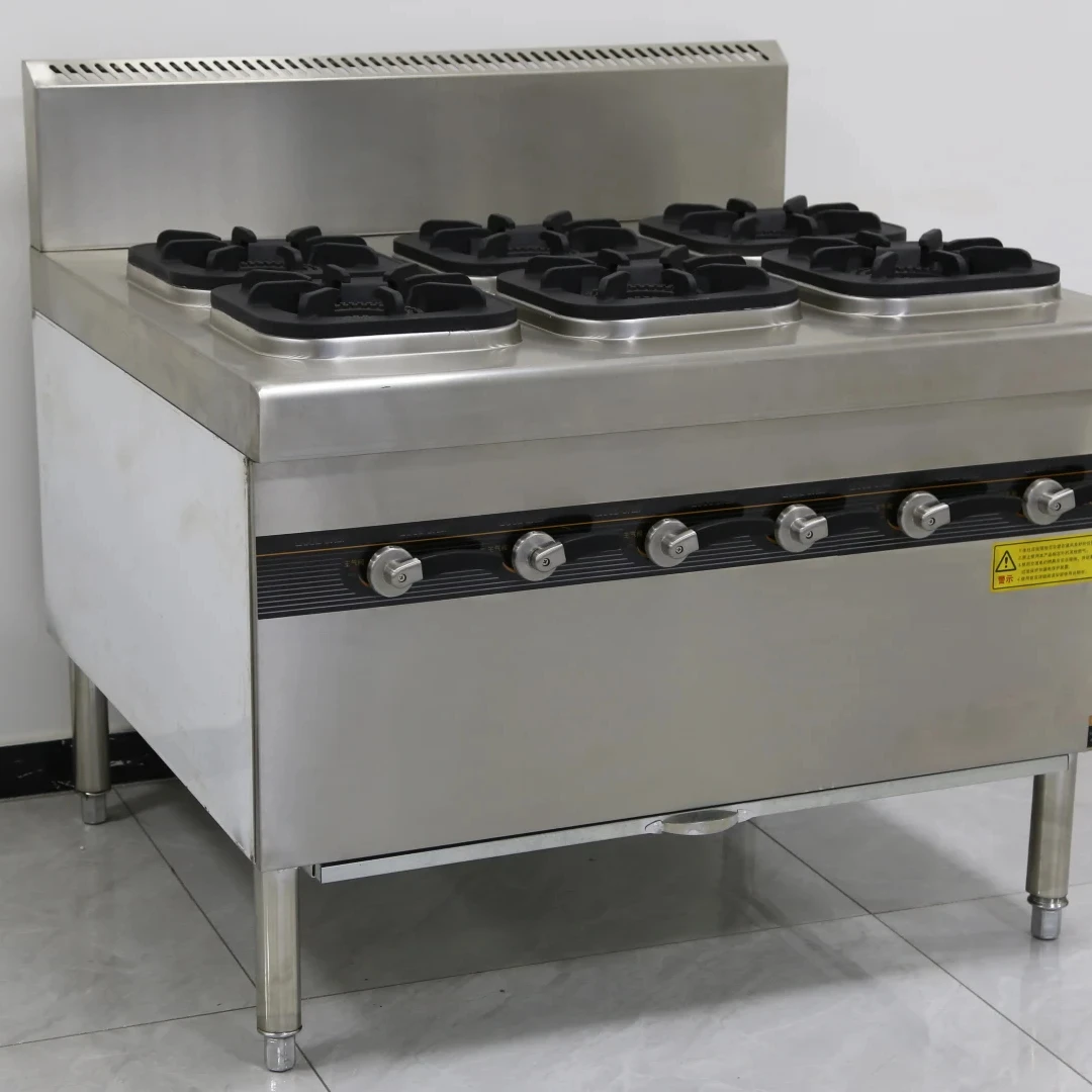 Горячая распродажа, 6-конфорочная промышленная газовая плита с духовкой, свободно стоящая плита из нержавеющей стали