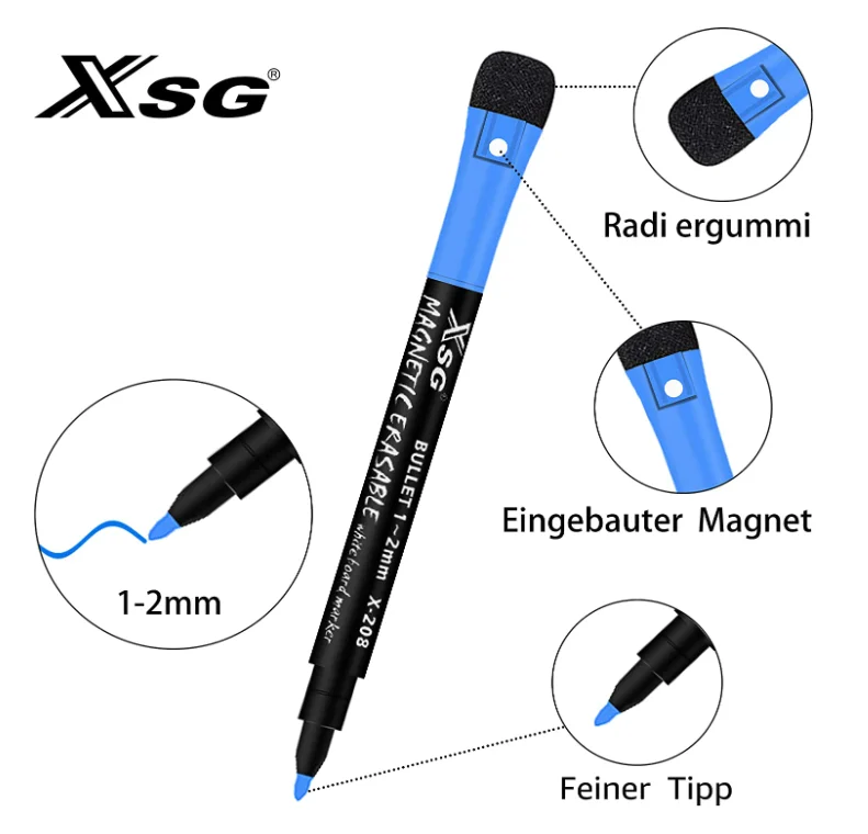  12 Colors Dry Erase Markers for Whiteboard Magnet Oil Marker Set