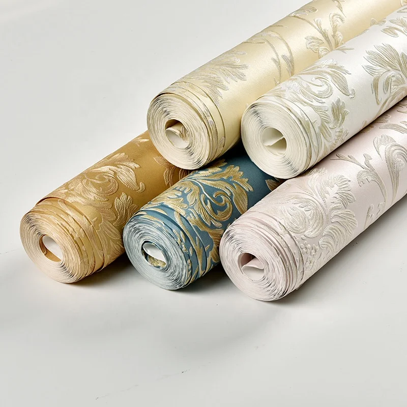 Simple european-style luxury non-woven wallpaper 3D Garden Damascus Living Room TV background wallpaper wall design