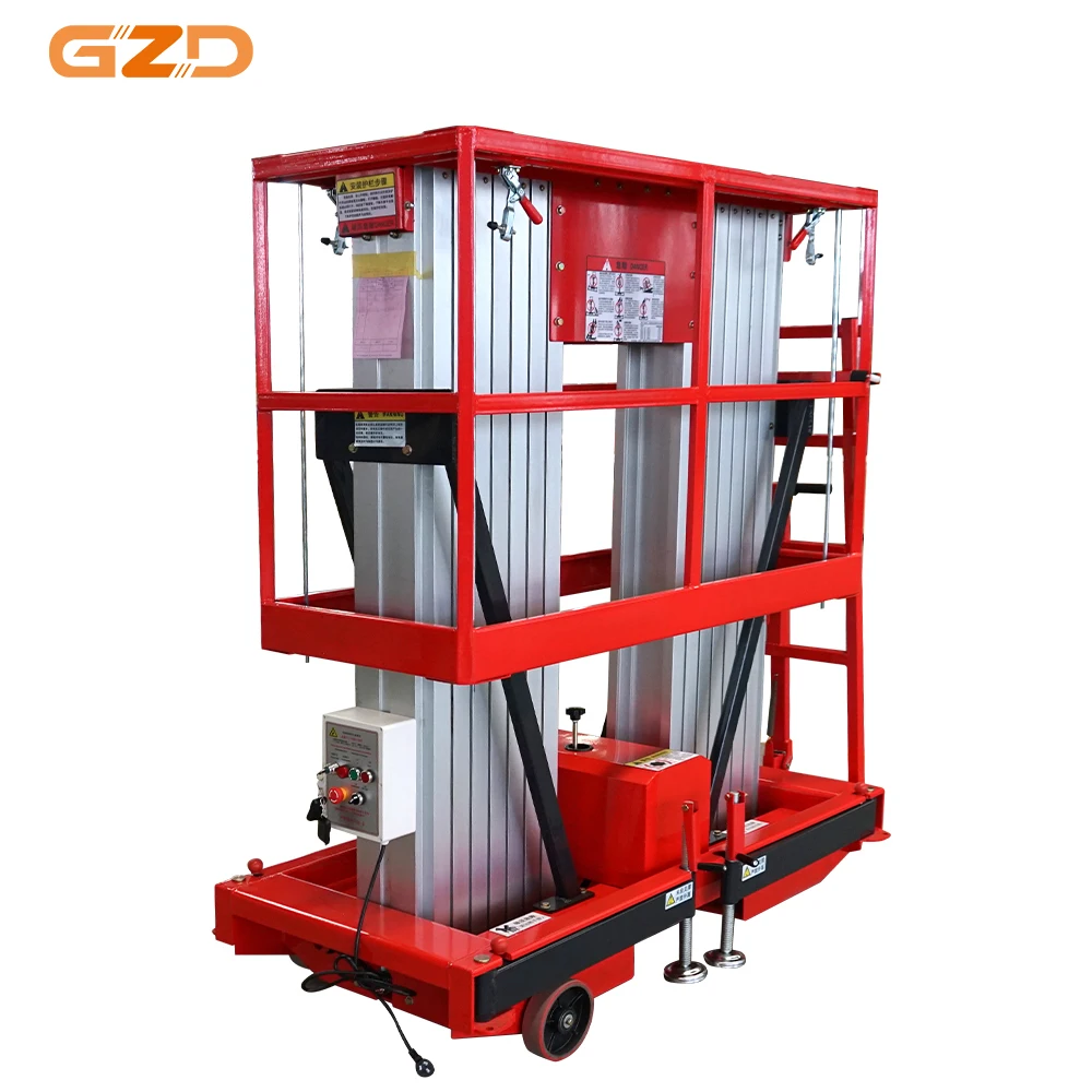 6m 8m 10m 12m Electric Ac Power Double Mast Aluminum Alloy Lifting Platform Small Electric Scaffolding Electric Ladder Lift