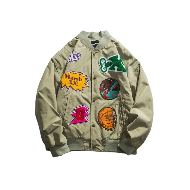 Autumn new coat Japanese street hip hop creative towel embroidered decorative fashion brand jacket men