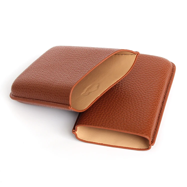 custom portable leather cigar humidor travel case waterproof brown Crush-Proof Humidor Holder