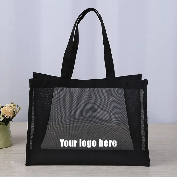 Cheap High quality custom design with logo reusable nylon wire mesh beach shopping tote bag Mesh Beach Bag
