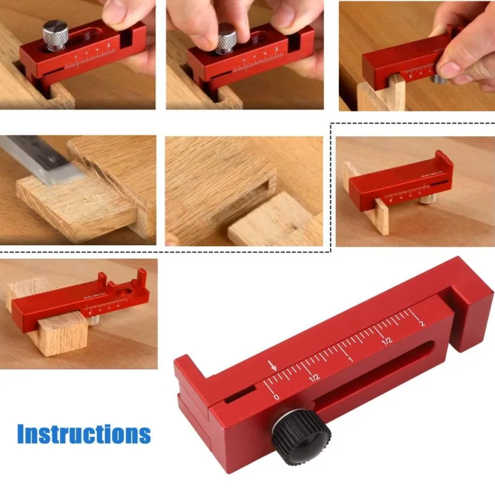 
Depth Measuring Ruler Woodworking Mini Gaps Gauge Aluminum Alloy Depth Line Ruler Marking Gauge Depth Measuring Ruler 