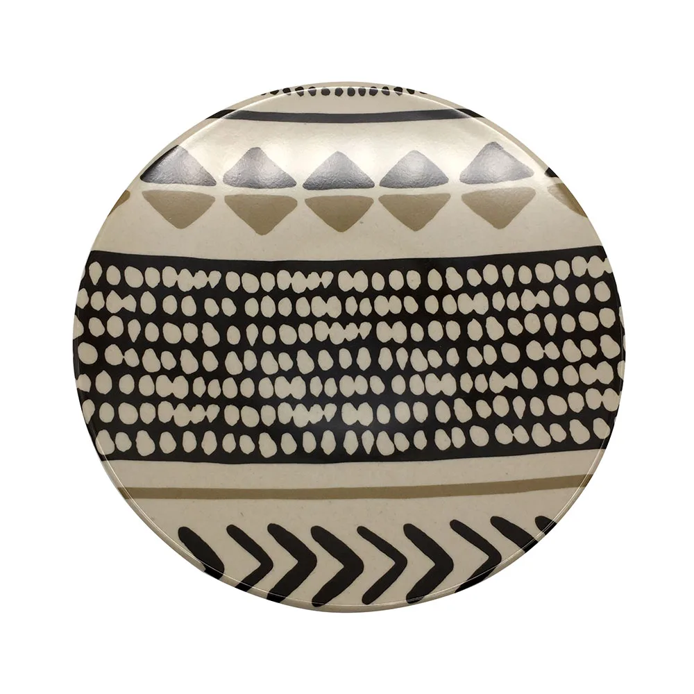 
high quality BPA free hard plastic reusable custom print 10 inch round bamboo fiber melamine dinner plate 