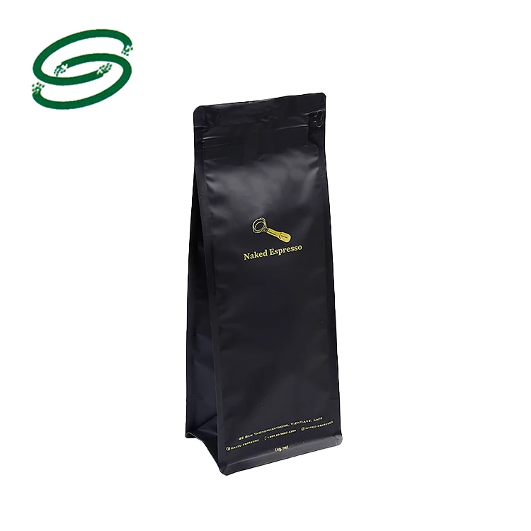 Wholesale flat bottom stand up Pouch resealable Coffee beans 33 oz tin tie hermetic sealed coffee bags packaging with Valve