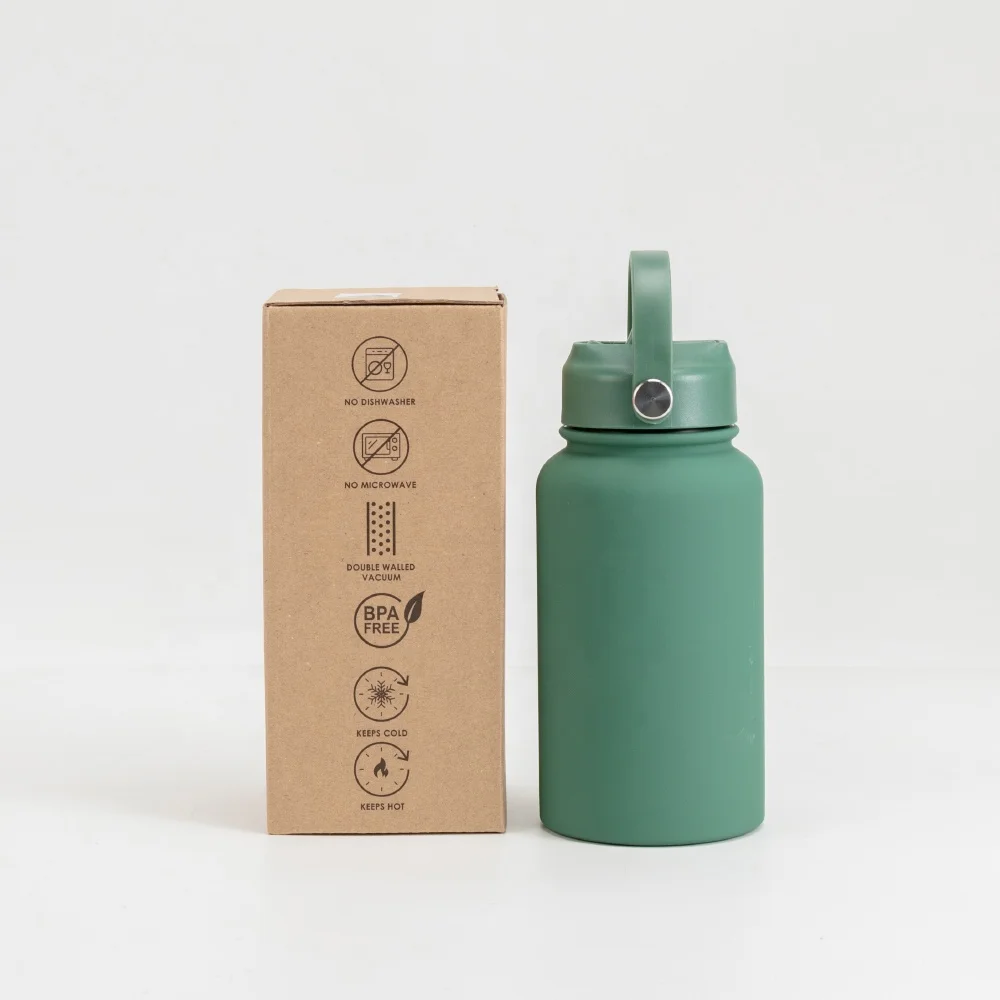 RTS Custom Cute 1000ML Gym Hot Rubber Paint Double Wall Insulated Glass Vacuum Metal Stainless Steel Wide Water Bottle