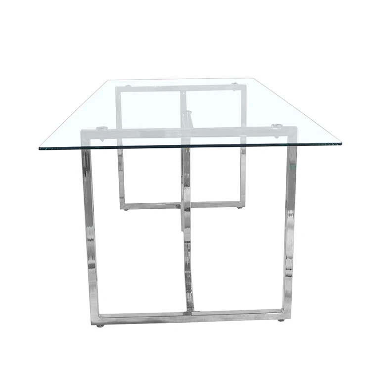 Luxury Iron Glass Rectangle Farmhouse Hotel Dining Metal Hotel Table For 4-6 Person