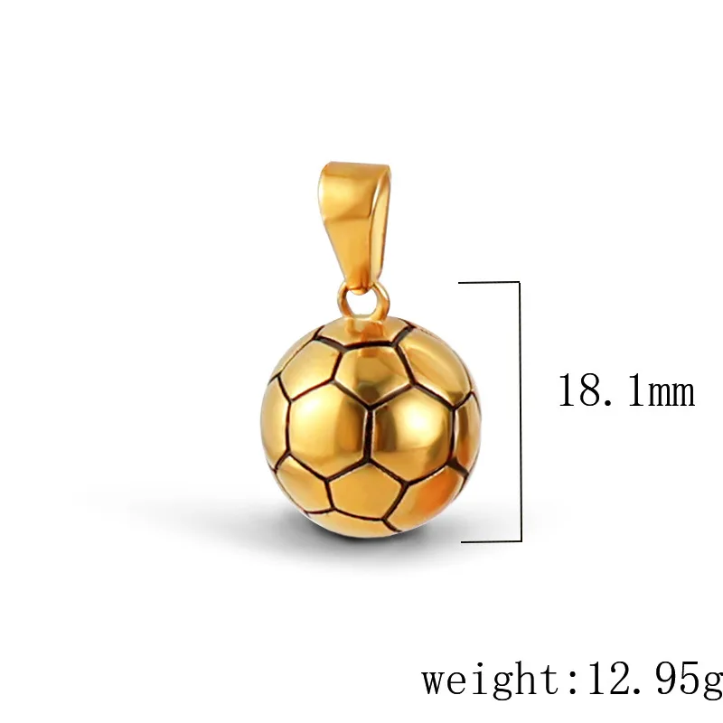 3D Ball Games Jewelry Gold Plated Steel Football Soccer Basketball Volleyball Charm Pendant for Necklace Bracelet Making