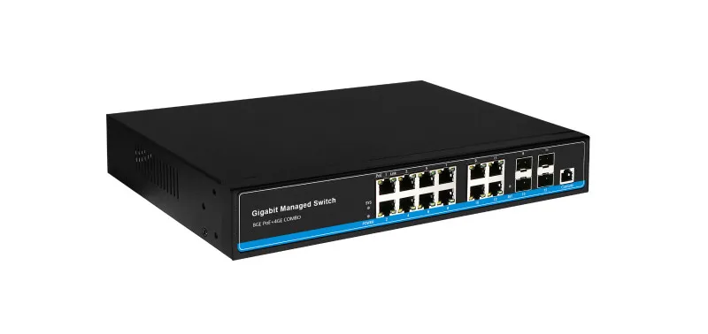 12 port Managed Switch 8 port 1000Mbps rj45 Ethernet Switch L2 manageable with 4 port gigabit combo sfp rj45