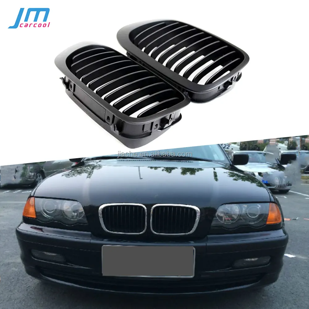 Front Kidney Double Slat Grill Mesh Grille Frame Covers For BMW 3 Series E46 4 Door 2Door Coupe 318I 320I 325I 330I 1998-2005