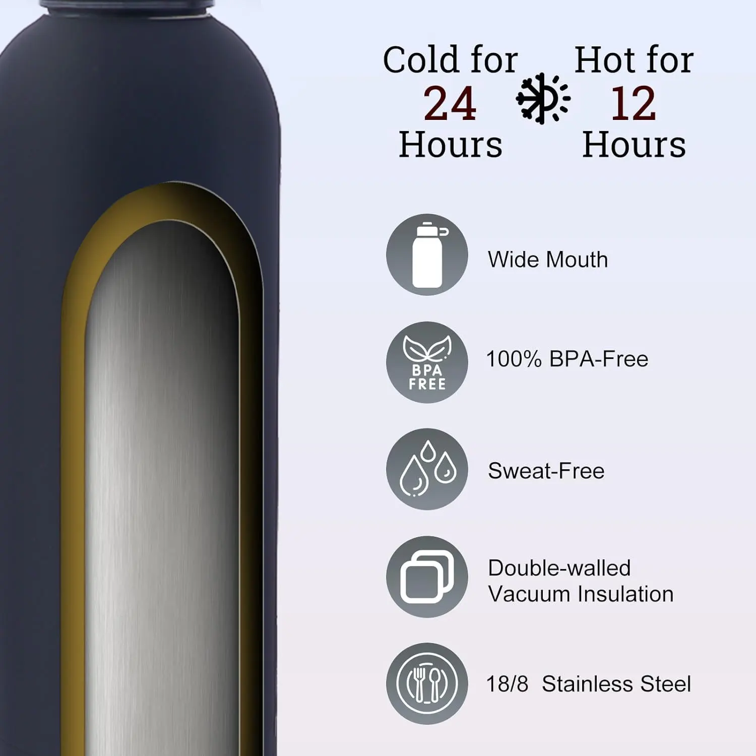 Stock  500ML Double Wall  Sport Small Mouth Rubber Coated Insulated Stainless Steel Water Bottle  Vacuum Flask