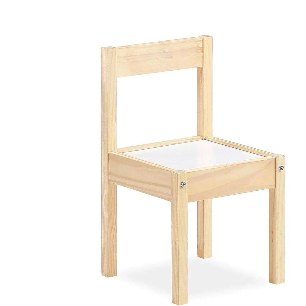 3-Piece Kiddy Table & Chair, Natural/White Table Set