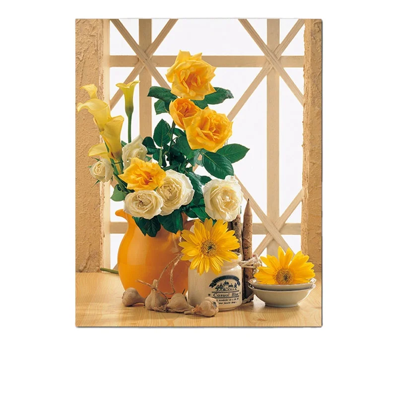 Simplicity art Diy Digital Painting Numbers  Painting Yellow Rose Sunflower