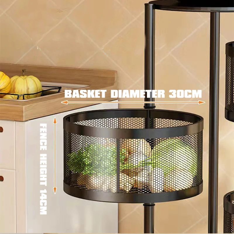 Round Multi-layer Floor Mobile Household Kitchen Rotating Shelf With Wheels