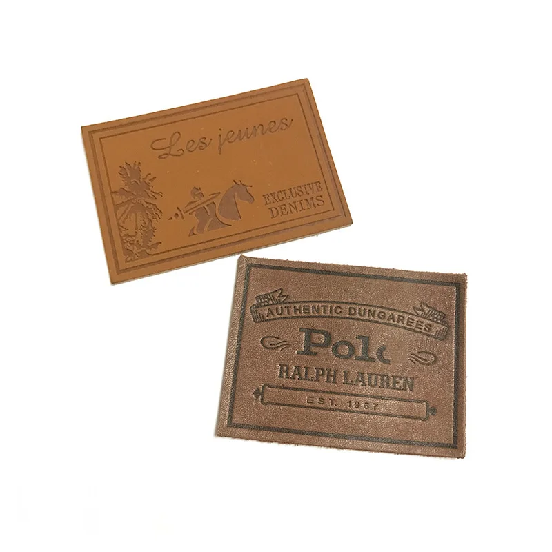 Custom high quality leather PU patches with logo for clothing accessories bags jeans