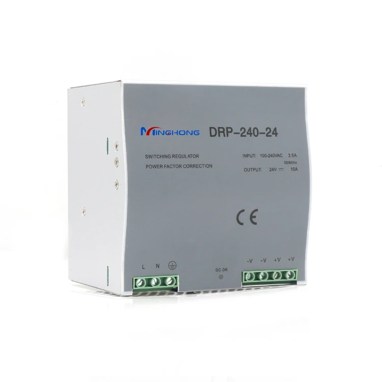 Minghong CE approval Din rail type DR-240-12 240W 12V 20A Din rail power supply for Industrial automation