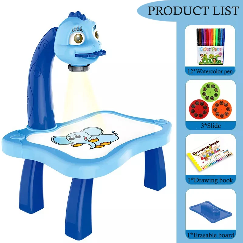 Portable Child Projector Drawing Board with Music Learning Projection Painting Table for Kids