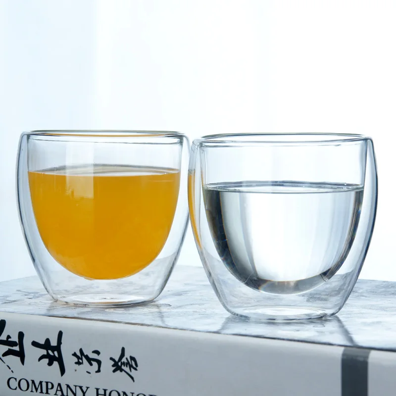 
80ml Double Wall Borosilicate Glasses Clear Insulated Cups 
