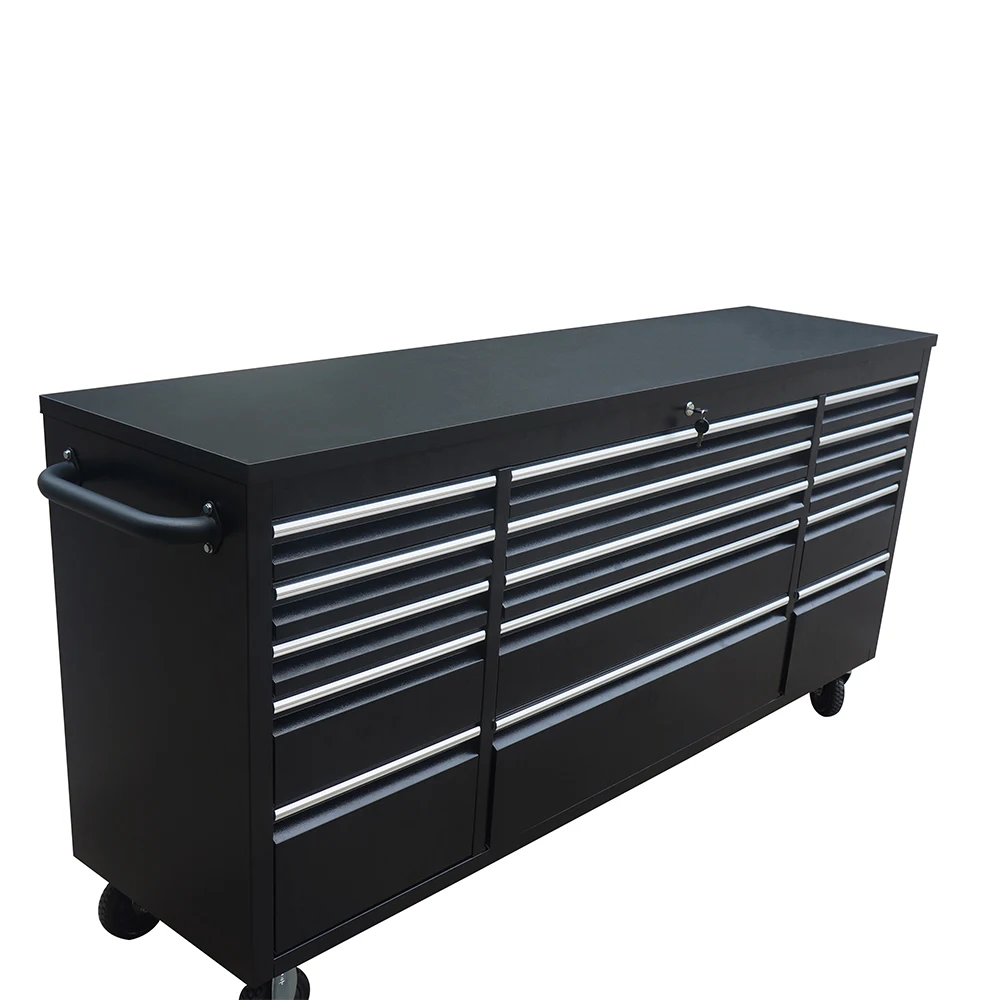 2024  72 inch 15 Drawers Tool Chest In Black Stainless Steel Tool cabinet