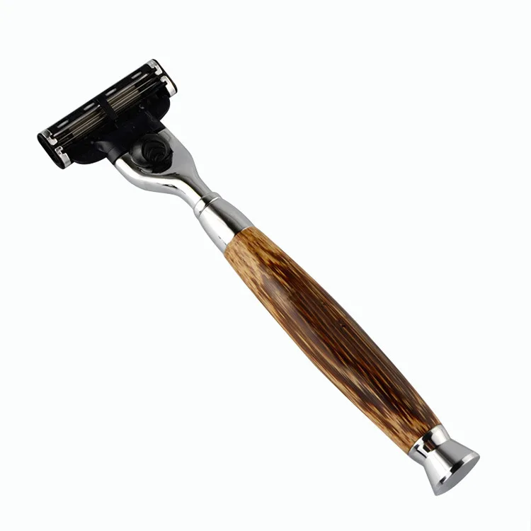 
 Бамбуковая деревянная ручка для бритвы, совместимая с gillette mach 3, картридж для заправки лезвий, хороший аксессуар для бритья, система с 3 лезвиями  