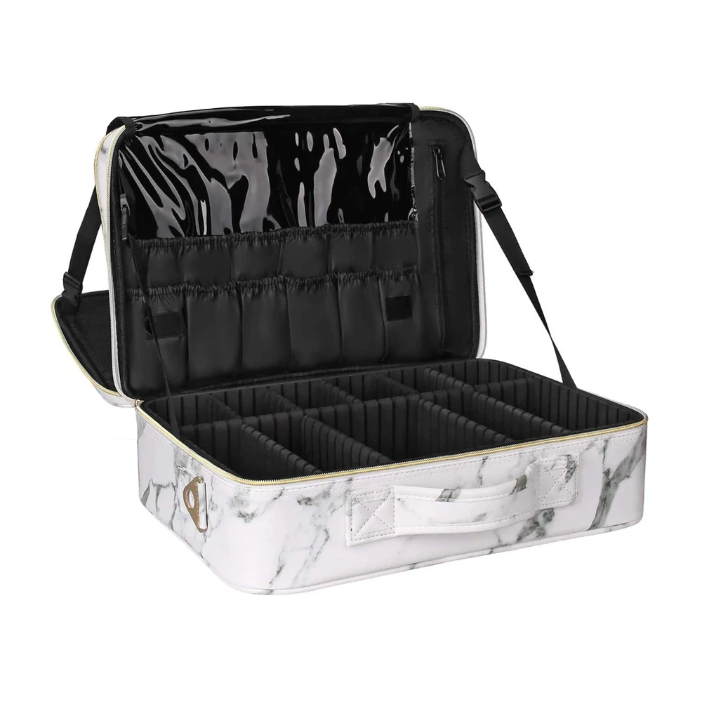 Relavel Makeup Train Case Cosmetic Beauty Case Portable Travel Makeup Box with Compartments