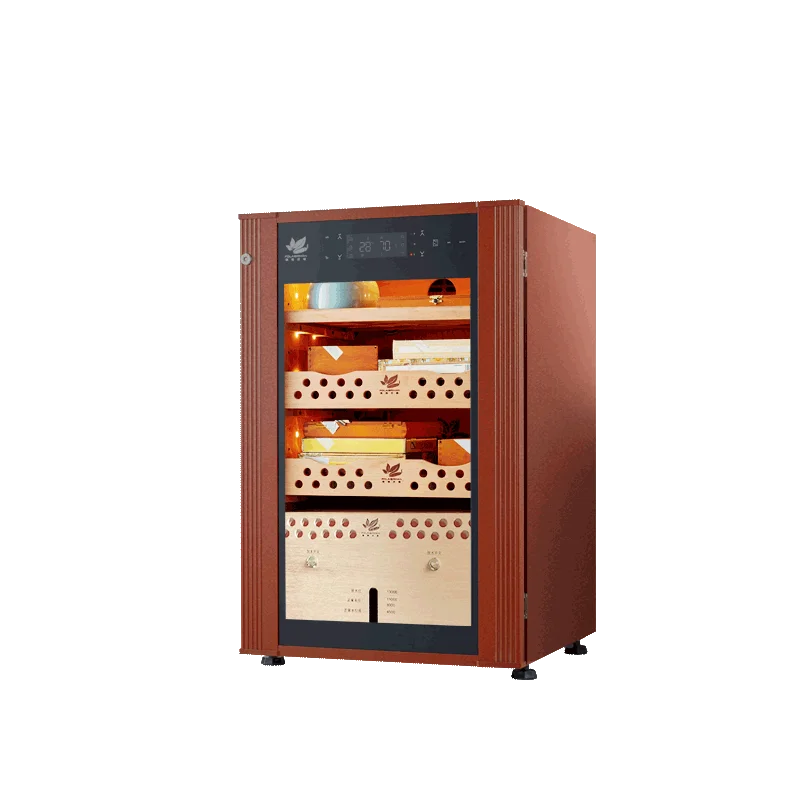 Small Size New Technology Embrace Compressor Cooler Spanish Cedar Electric Cigar Display Cabinet Humidor With Drawer