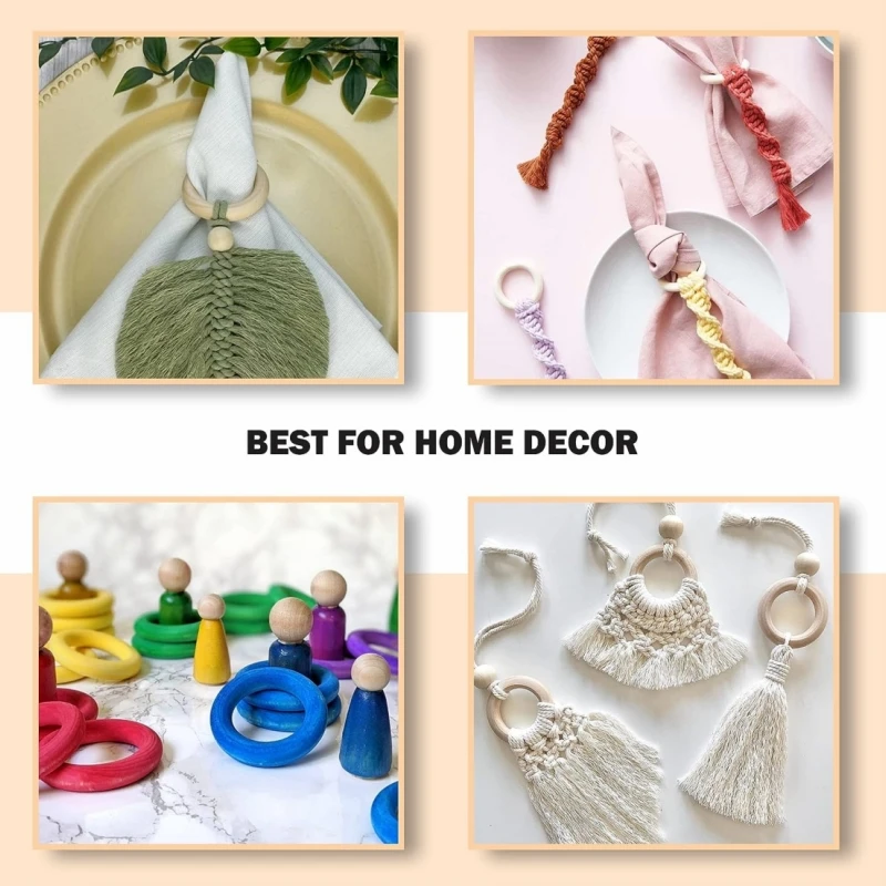 Wholesale Unfinished DIY Crafts Blank Solid Wooden Rings For Decoration