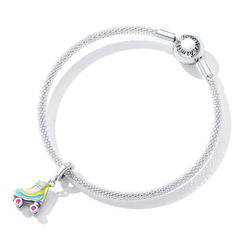 925 Sterling Silver Roller Skate Sport Charm Bead Pendant Fit Original Bracelet Necklace For Women Jewelry DIY Gift SCC2213