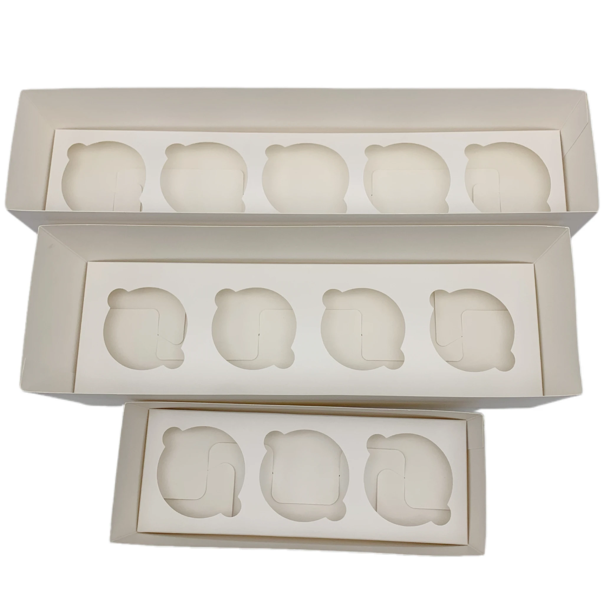 box with window 3/4/5hole cupcake packaging boxes custom cake box high quality bakery packing rectangular PET lid cake cardboard