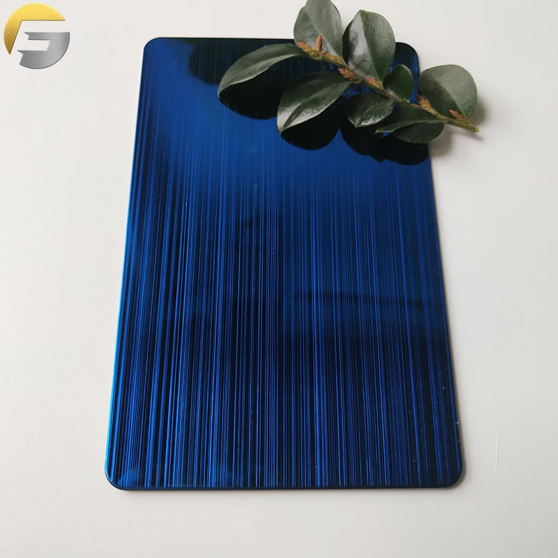 VVV051Good Quality Mirror Brushed Sapphire Blue Stainless Steel Decorative Sheet